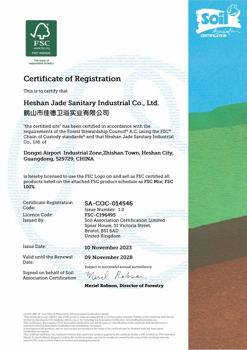 FSC Certificate - Heshan Jade Sanitary Industrial Co., Ltd.